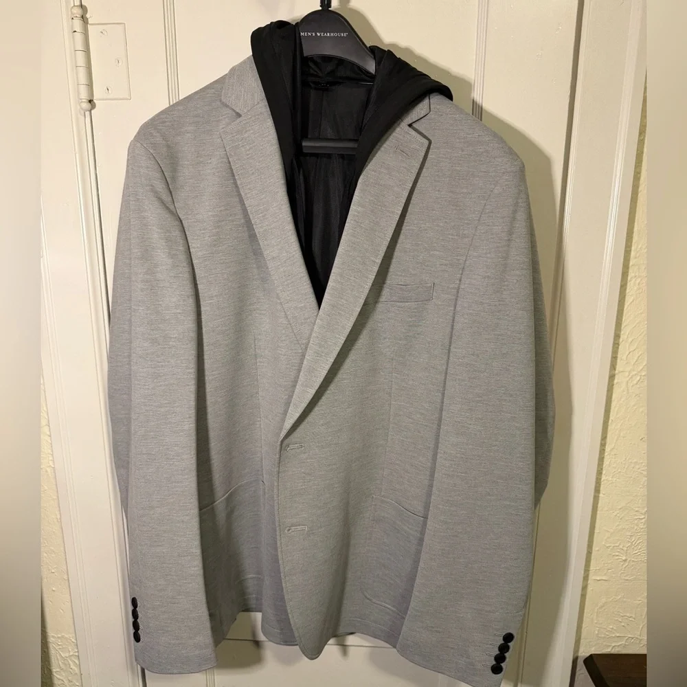 Haggar Light Gray Hoodie Sport Coat - Picture 1 of 8